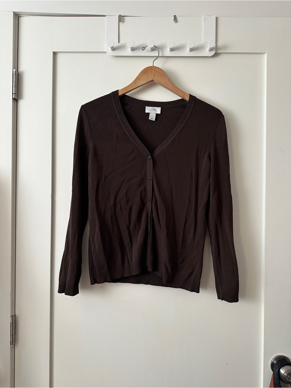 LOFT Brown V-Neck Button Front Cardigan
